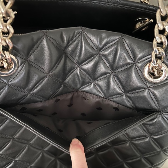 Kate Spade Quilted Leather Shoulder Bag + Matching Wallet | Classic Black Gold H - Picture 5 of 8